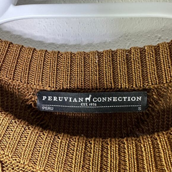 Peruvian‎ Connection Women's Small Sweater Brown Cable Knit Crewneck Pima Cotton - Picture 3 of 6